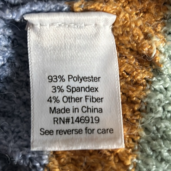 SO Women’s Oversized Fuzzy Waffle Knit Mock Neck Cozy Striped Sweater - Picture 6 of 8